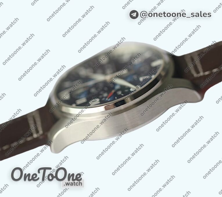 Реплика часов Iwc Pilot Chrono 377714 "Le Petit Prince" 2016 SIHH Blue Top-tier Копия один в один on Brown Leather Strap
