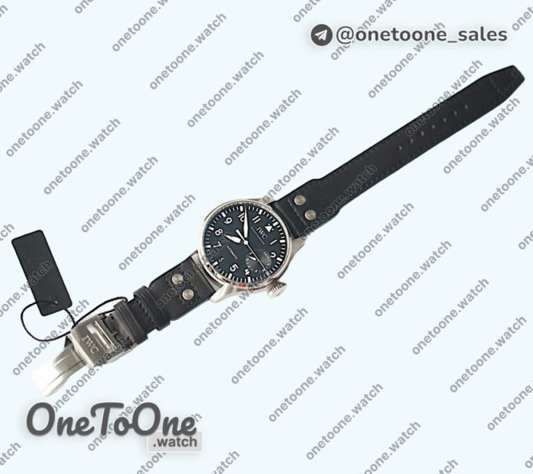Реплика часов Iwc Big Pilot Real PR IW500912 2016SIHH Top-tier Копия один в один on Black Leather Strap