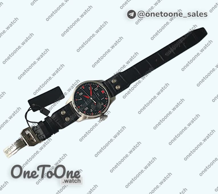 Реплика часов Iwc Big Pilot Real PR IW500433 "Muhammad Ali" Top-tier Копия один в один on Black Leather Strap
