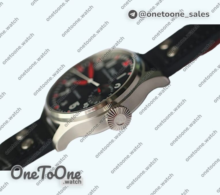 Реплика часов Iwc Big Pilot Real PR IW500433 "Muhammad Ali" Top-tier Копия один в один on Black Leather Strap