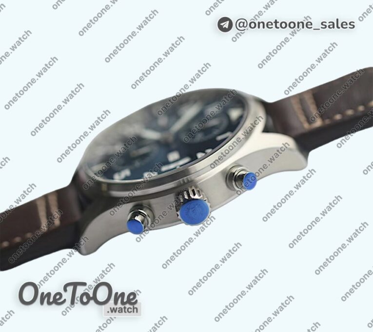 Реплика часов Iwc Pilot Chrono 377706 "Le Petit Prince" Blue Dial Top-tier Копия один в один on Brown Leather Strap