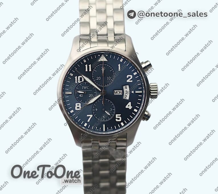 Реплика часов Iwc Pilot Chrono 377706 "Le Petit Prince" Blue Dial Top-tier Копия один в один Bracelet