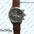 Реплика часов Iwc Pilot Chrono Stainless steel IW387802 Grey Dial Top-tier Копия один в один Brown Leather Strap