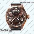 Реплика часов Iwc Big Pilot Real PR IW502706 Rose gold Top-tier Копия один в один Brown Dial on Black Calfskin Strap