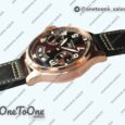 Реплика часов Iwc Big Pilot Real PR IW502706 Rose gold Top-tier Копия один в один Brown Dial on Black Calfskin Strap