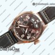 Реплика часов Iwc Big Pilot Real PR IW502706 Rose gold Top-tier Копия один в один Brown Dial on Black Calfskin Strap