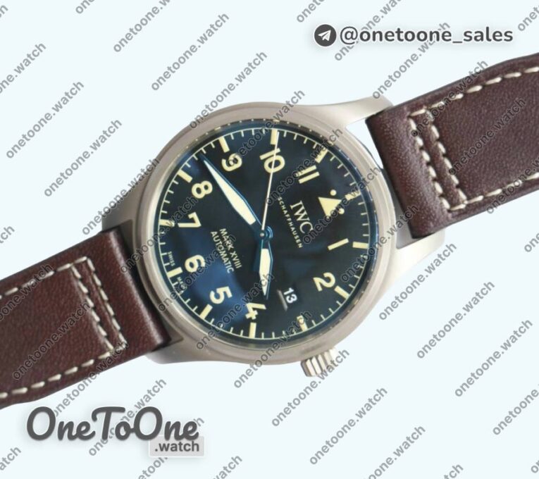 Реплика часов Iwc Mark XVIII IW327006 Titanium Grand Top-tier Копия один в один Black Dial Leather Strap M+F