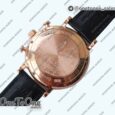 Реплика часов Iwc Portofino Chrono Rose gold Top-tier Копия один в один Blue Dial Gold Markers Leather Strap