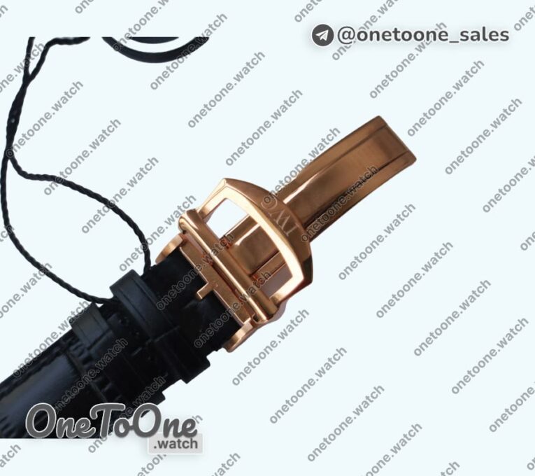 Реплика часов Iwc Portofino Chrono Rose gold Top-tier Копия один в один Blue Dial Gold Markers Leather Strap