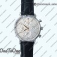 Реплика часов Iwc Portofino Chrono Stainless steel Top-tier Копия один в один White Dial Gold Markers Leather Strap