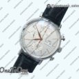Реплика часов Iwc Portofino Chrono Stainless steel Top-tier Копия один в один White Dial Gold Markers Leather Strap
