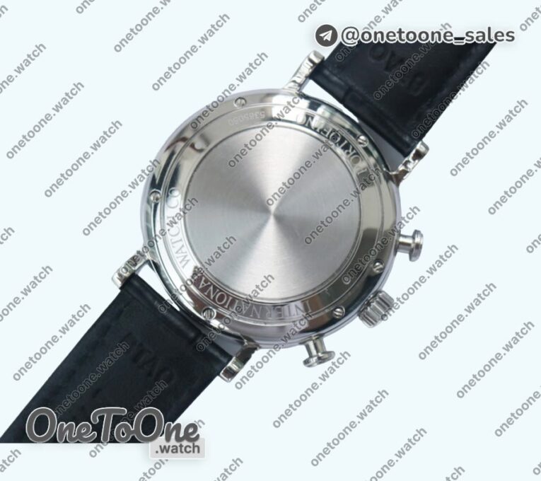 Реплика часов Iwc Portofino Chrono Stainless steel Top-tier Копия один в один White Dial Gold Markers Leather Strap