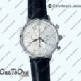 Реплика часов Iwc Portofino Chrono Stainless steel Top-tier Копия один в один White Dial Stainless steel Markers Leather Strap