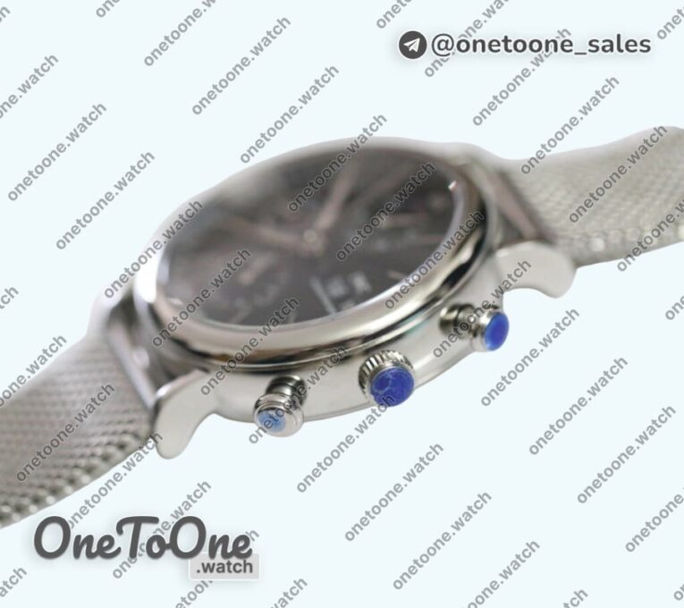 Реплика часов Iwc Portofino Chronograph Stainless steel Black Dial Bracelet A-7750