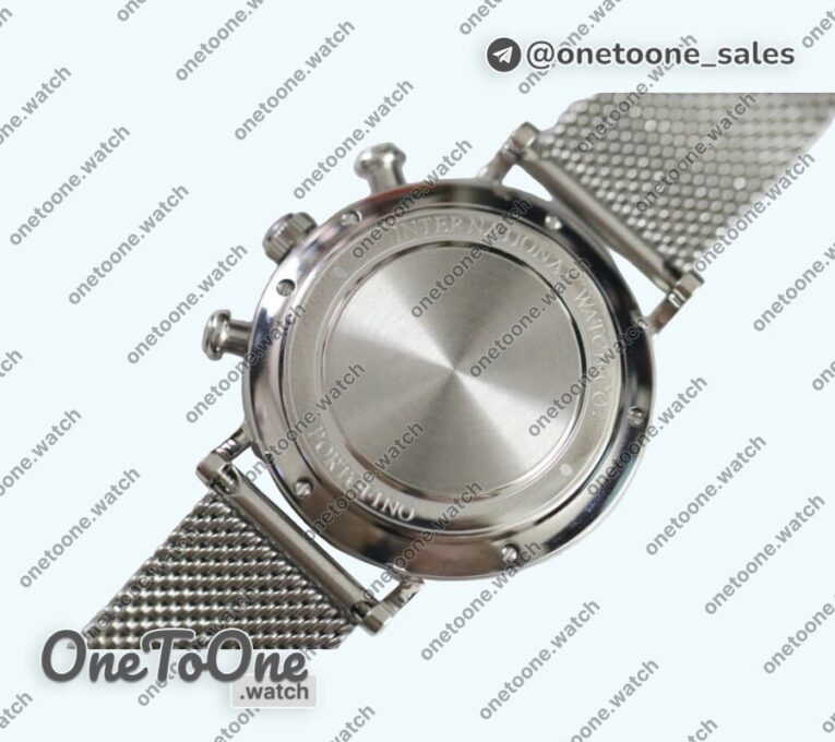 Реплика часов Iwc Portofino Chronograph Stainless steel Black Dial Bracelet A-7750