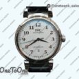 Реплика часов Iwc Da Vinci IW356601 Stainless steel Top-tier Копия один в один White Dial on Black Leather Strap TWF
