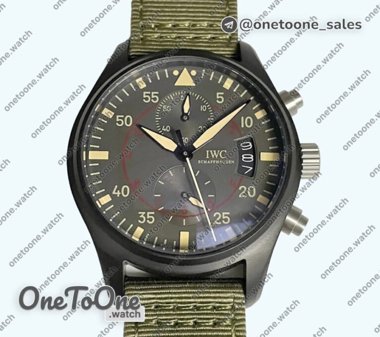 Реплика часов Iwc Pilot Chrono PVD Case Green Dial Quartz