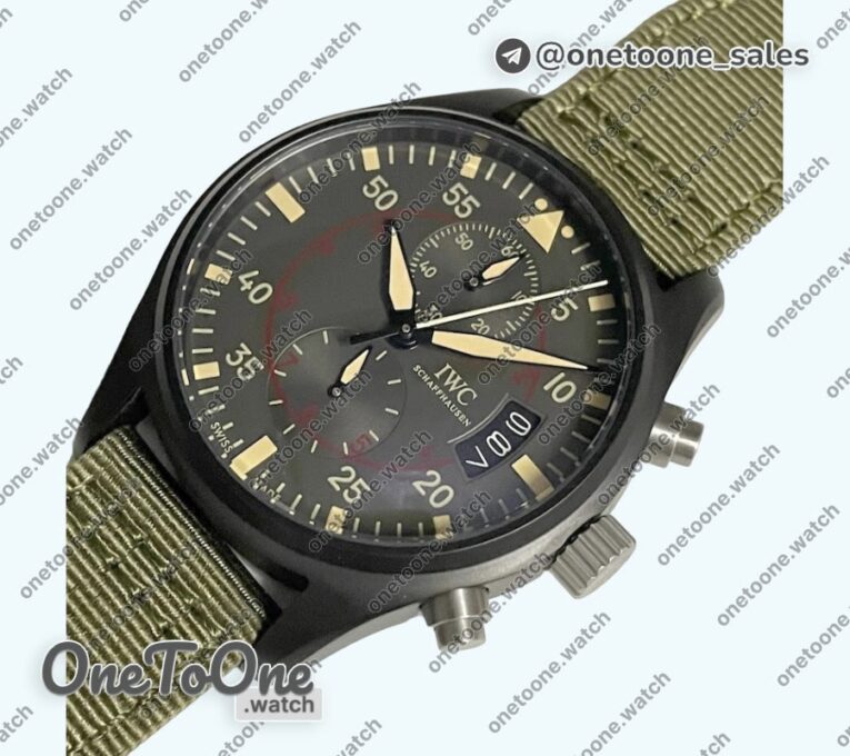 Реплика часов Iwc Pilot Chrono PVD Case Green Dial Quartz