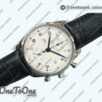 Реплика часов Iwc Portugieser Chrono Classic 42 IW390406 Stainless steel Top-tier Копия один в один White dial Blue Num Leather Strap