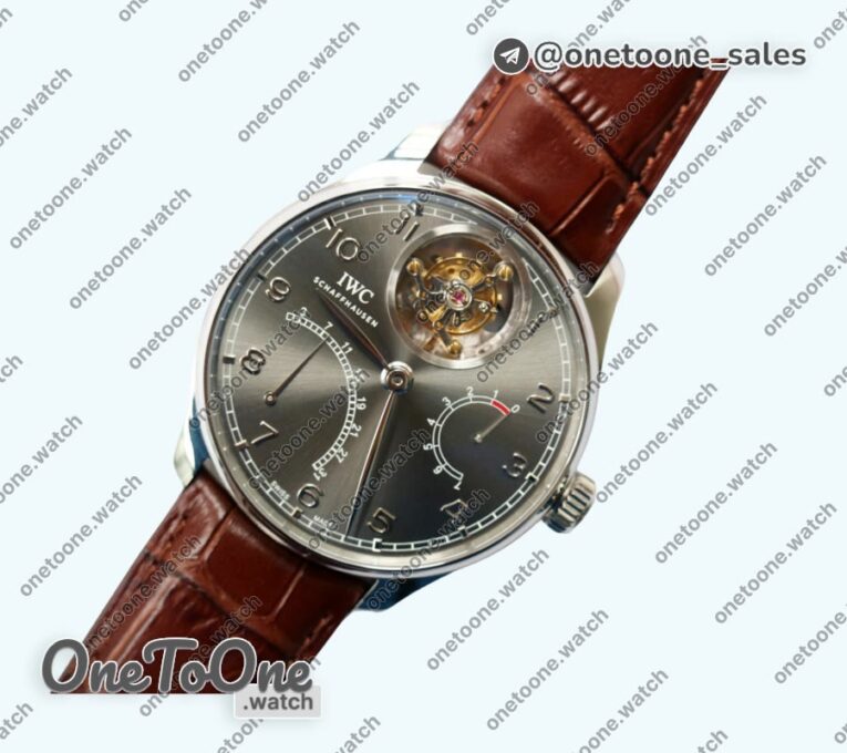 Реплика часов Iwc Portuguese Tourbillon IW504602 Stainless steel Top-tier Копия один в один White&Blue&Grey Dials Leather Strap