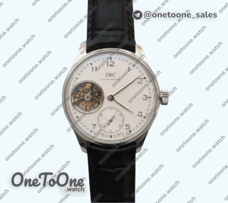 Реплика часов Iwc Portuguese Tourbillon IW5463 Stainless steel Top-tier Копия один в один White Dial Stainless steel Markers on Black Leather Strap