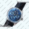 Реплика часов Iwc Portugieser Perpetual Calendar Stainless steel 5034 Top-tier Копия один в один Blue&White Dial Leather Strap