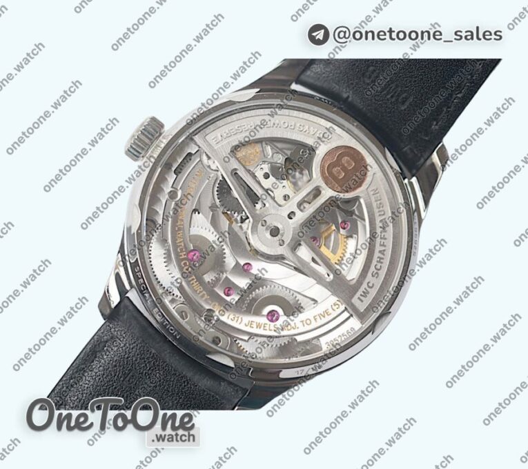 Реплика часов Iwc Portuguese Real PR IW500708 7 Days Top-tier Копия один в один Green Dial Black Leather Strap V4