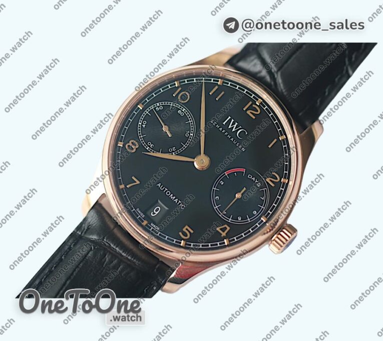 Реплика часов Iwc Portuguese Real PR IW5007 Rose gold 7 Days Top-tier Копия один в один Black&Grey&White Dials Leather Strap V4