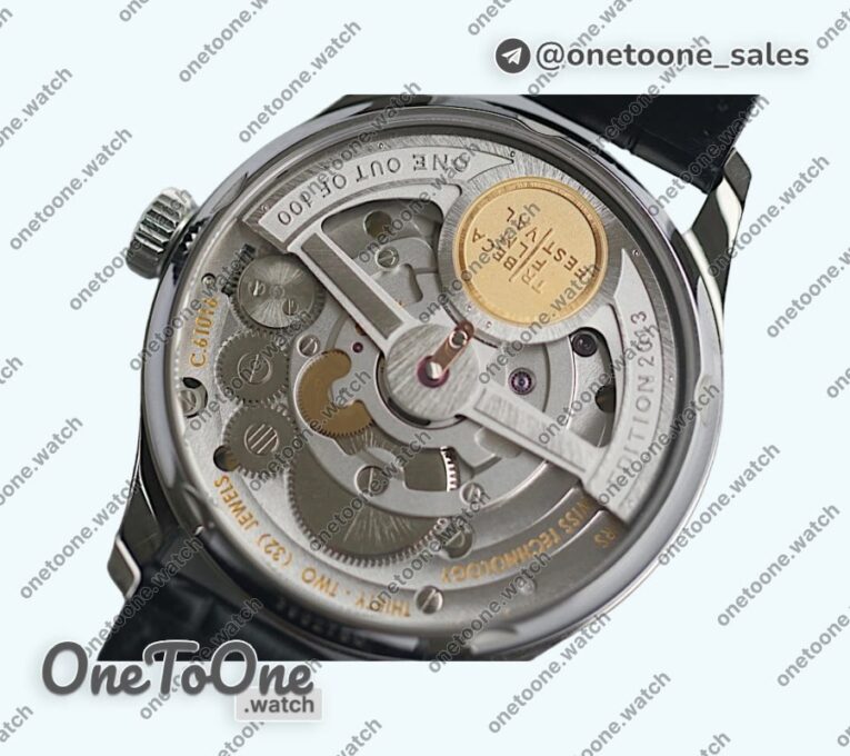 Реплика часов Iwc Portuguese Real PR IW500126 7 Days Top-tier Копия один в один Gery Dial Black Leather Strap