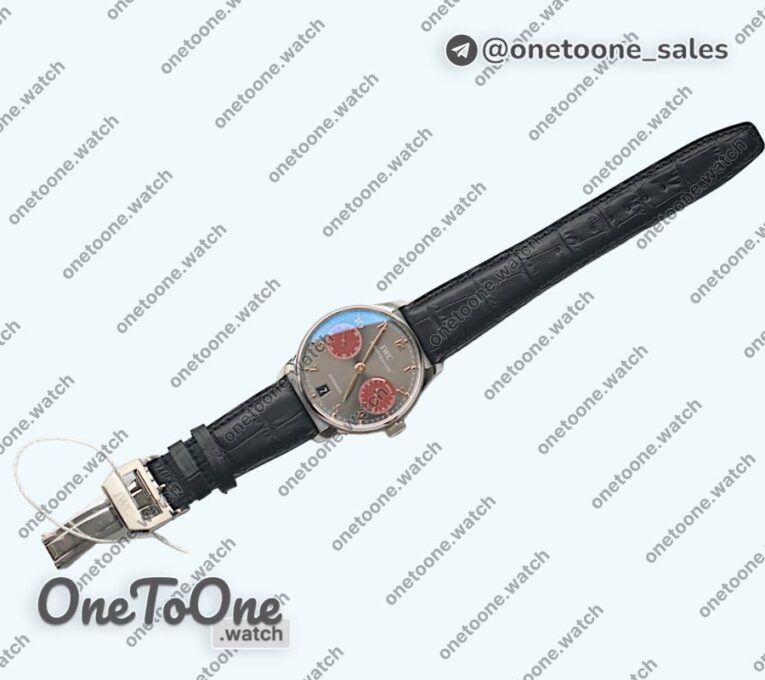 Реплика часов Iwc Portuguese Real PR IW500126 7 Days Top-tier Копия один в один Gery Dial Black Leather Strap