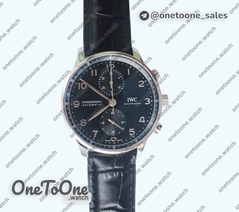 Реплика часов Iwc Portuguese IW371609 Top-tier Копия один в один Stainless steel Black Dial Black Leather Strap V3