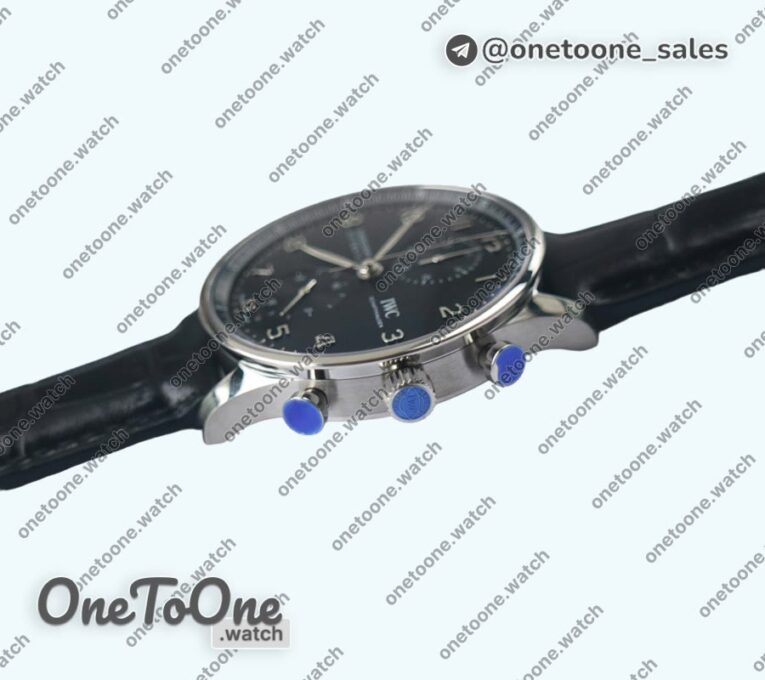 Реплика часов Iwc Portuguese IW371609 Top-tier Копия один в один Stainless steel Black Dial Black Leather Strap V3