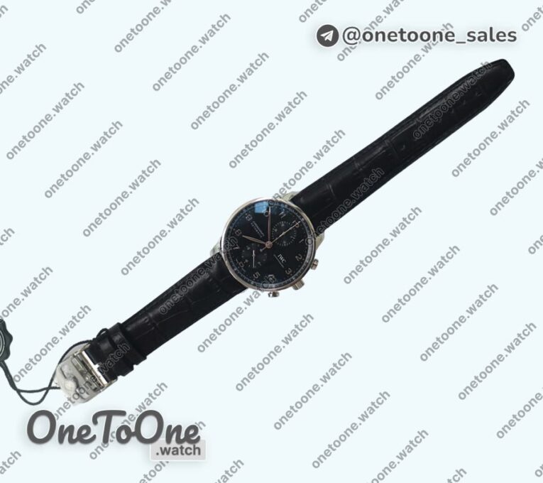 Реплика часов Iwc Portuguese IW371609 Top-tier Копия один в один Stainless steel Black Dial Black Leather Strap V3
