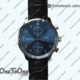 Реплика часов Iwc Portuguese IW371491 Top-tier Копия один в один Stainless steel Blue dial on Black Leather Strap V3 (Slim Movement)