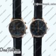 Реплика часов Iwc Portuguese IW371482 Top-tier Копия один в один Rose gold Gray dial on Black Leather Strap V3 (Slim Movement)