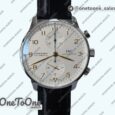 Реплика часов Iwc Portuguese IW371445 Top-tier Копия один в один Stainless steel White Dial Rose gold Markers on Brown Leather Strap V3 (Slim Movement)