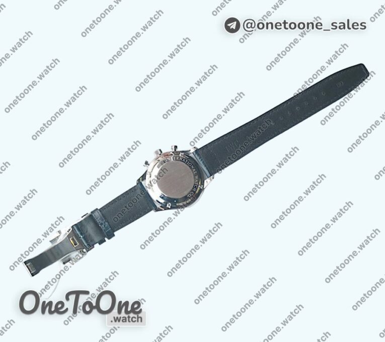 Реплика часов Iwc Portuguese IW371446 Top-tier Копия один в один Stainless steel White Dial Blue Markers on Blue Leather Strap V3 (Slim Movement)