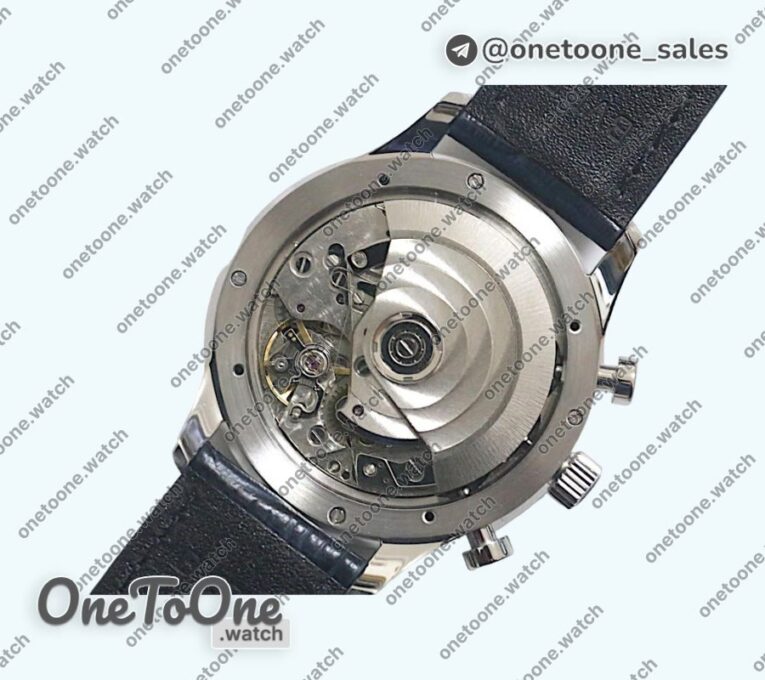 Реплика часов Iwc Portuguese IW371446 Top-tier Копия один в один Stainless steel White Dial Blue Markers on Blue Leather Strap V3 (Slim Movement)
