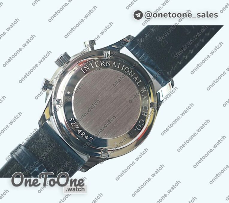 Реплика часов Iwc Portuguese IW371446 Top-tier Копия один в один Stainless steel White Dial Blue Markers on Blue Leather Strap V3 (Slim Movement)