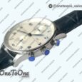 Реплика часов Iwc Portuguese IW371446 Top-tier Копия один в один Stainless steel White Dial Blue Markers on Blue Leather Strap V3 (Slim Movement)