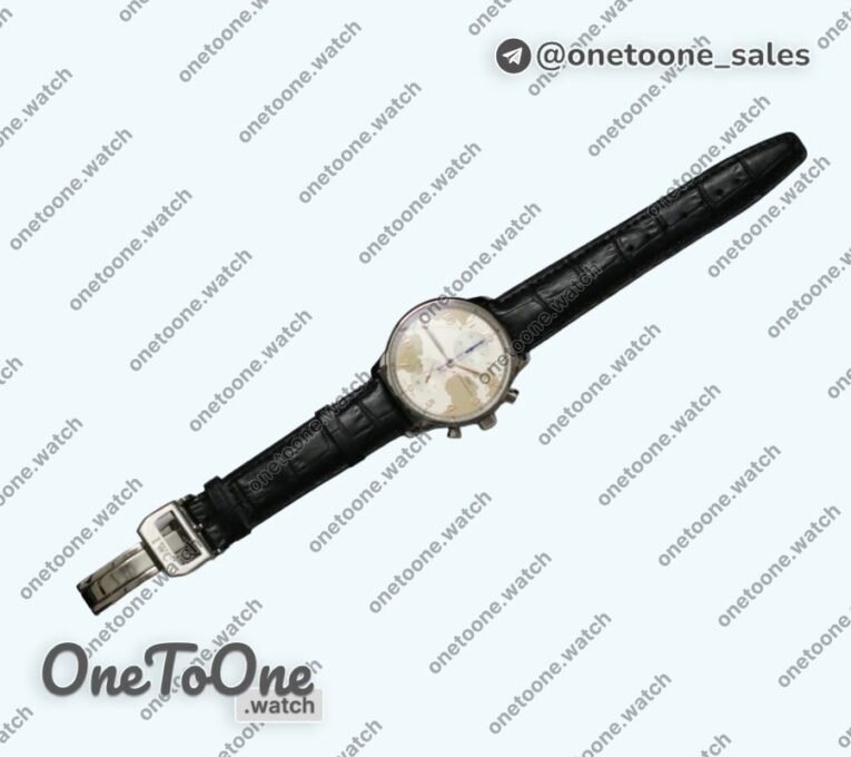 Реплика часов Iwc Portuguese 40mm Chrono Stainless steel Map Dial on Leather Strap