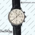 Реплика часов Iwc Portuguese Chrono Top-tier Копия один в один Stainless steel White Dial Stainless steel Markers Leather Strap V3 (Slim Movement)