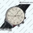 Реплика часов Iwc Portuguese Chrono Top-tier Копия один в один Stainless steel White Dial Stainless steel Markers Leather Strap V3 (Slim Movement)