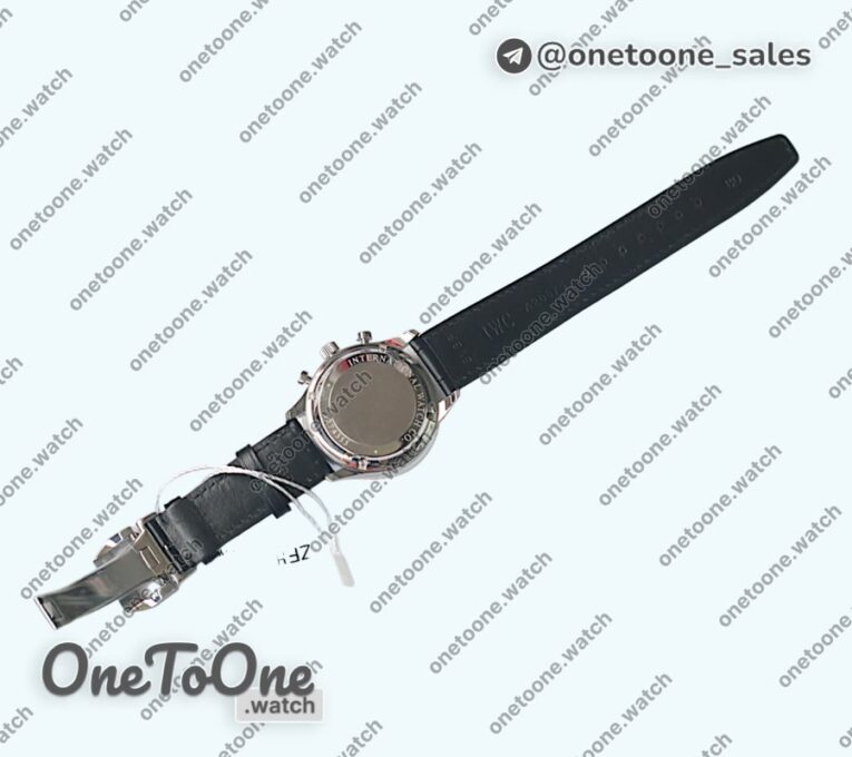 Реплика часов Iwc Portuguese Chrono Top-tier Копия один в один Stainless steel White Dial Stainless steel Markers Leather Strap V3 (Slim Movement)