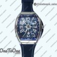 Реплика часов Franck Muller Vanguard V45 Yachting Stainless steel Top-tier Копия один в один Blue Textured Dial Blue Gummy Strap
