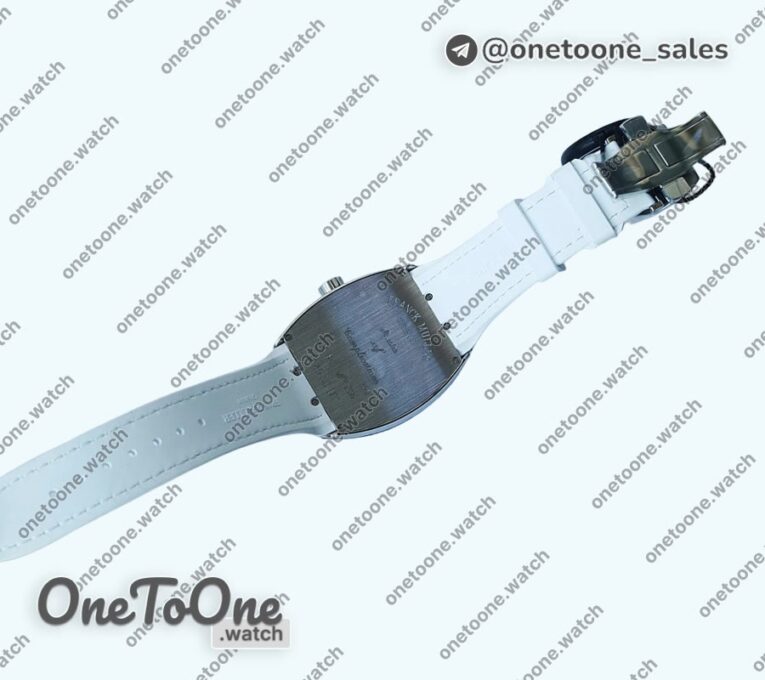 Реплика часов Franck Muller Vanguard V45 Stainless steel Top-tier Копия один в один White Textured Dial on White Rubber Strap MIYOTA 9015