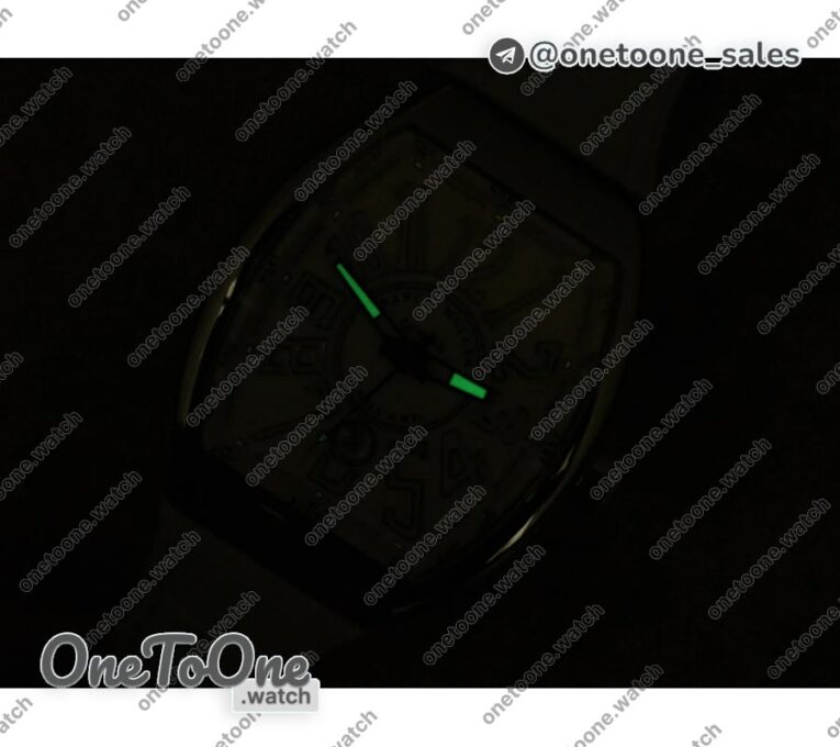 Реплика часов Franck Muller Vanguard V45 Stainless steel Top-tier Копия один в один White Textured Dial on White Rubber Strap MIYOTA 9015