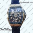 Реплика часов Franck Muller Vanguard V45 Stainless steel Top-tier Копия один в один Blue Textured Dial on Blue Rubber Strap MIYOTA 9015