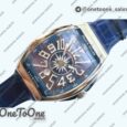 Реплика часов Franck Muller Vanguard V45 Stainless steel Top-tier Копия один в один Blue Textured Dial on Blue Rubber Strap MIYOTA 9015