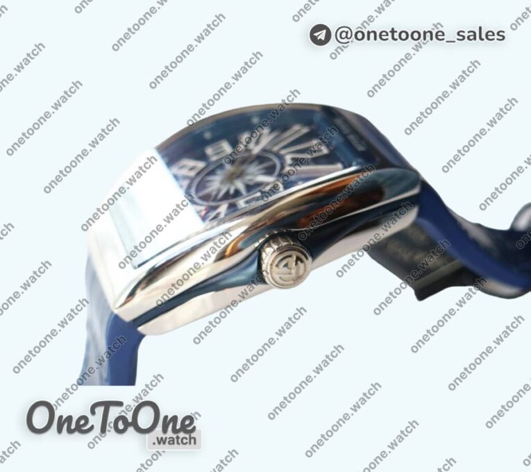 Реплика часов Franck Muller Vanguard V45 Stainless steel Top-tier Копия один в один Blue Textured Dial on Blue Rubber Strap MIYOTA 9015
